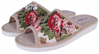 KAPCIE DOMOWE POLSKIE NATURALNE LEN PANTOFLE